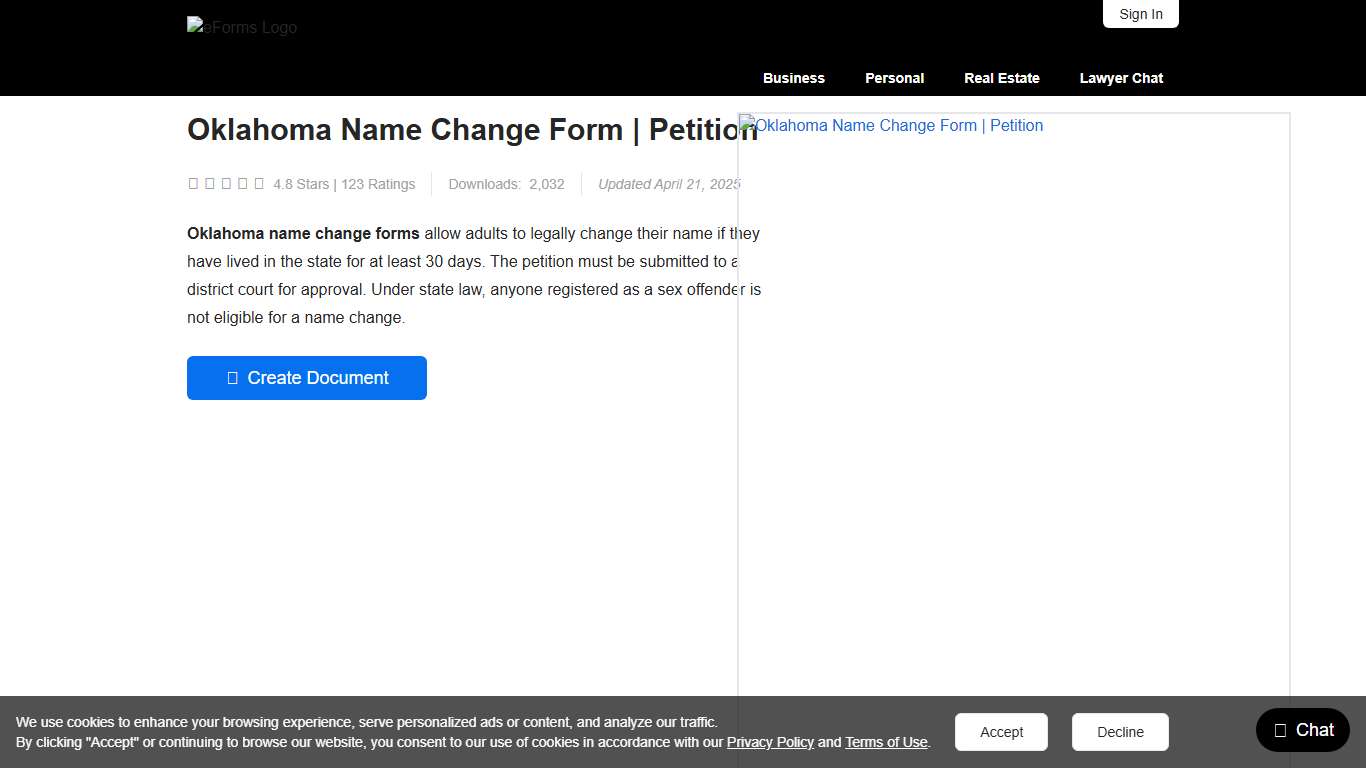 Free Oklahoma Name Change Forms Petition - PDF – eForms